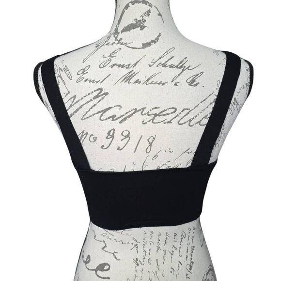 Mudd Junior's Size Large Black Cotton Blend Gathered Wide-Strap Crop Top - Picture 5 of 5